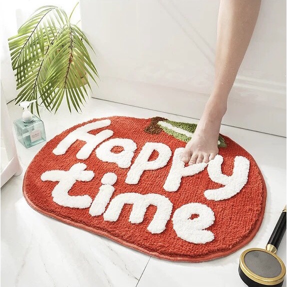 Thảm lau chân cotton siêu thấm nước có đế cao su chống trượt mẫu thảm hoa quả