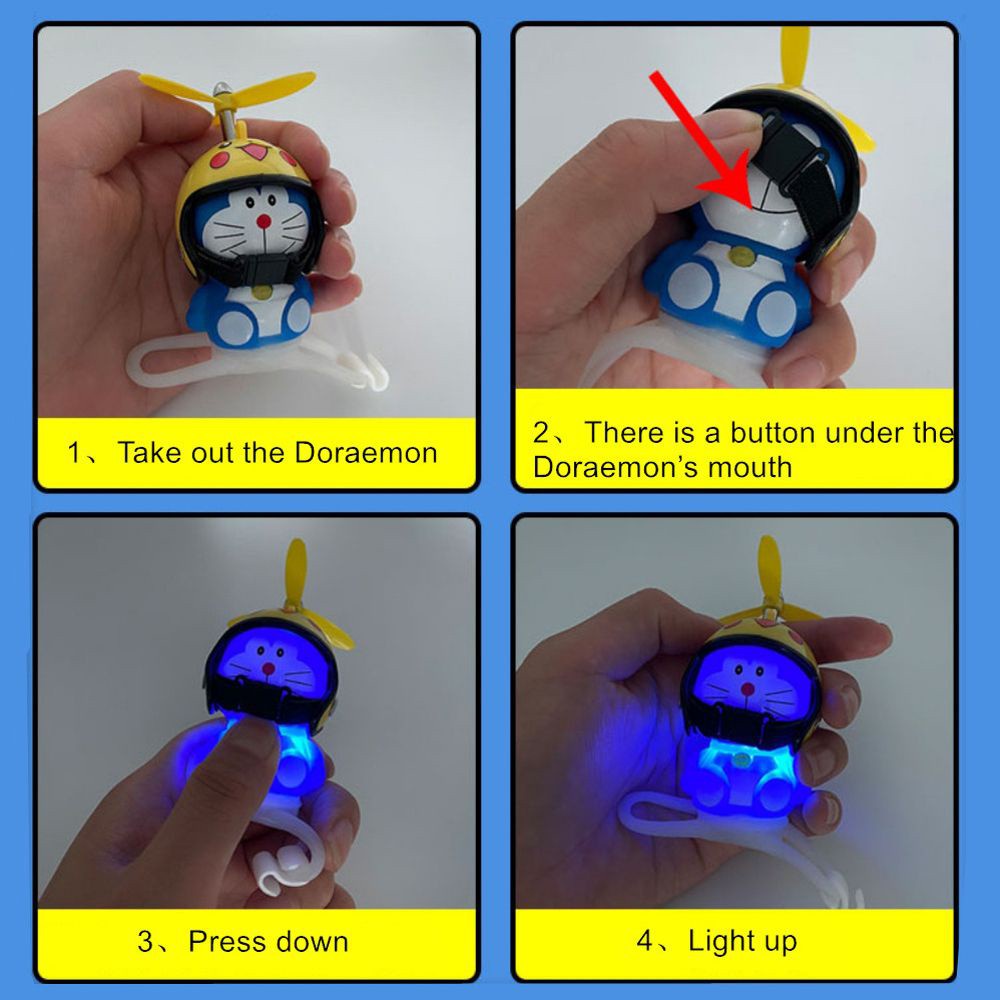 Mô Hình Doraemon Đội Nón Bảo Hiểm Có Đèn Phát Sáng Gắn Tay Lái Xe Đạp Trang Trí Cho Người Lớn Và Trẻ Em