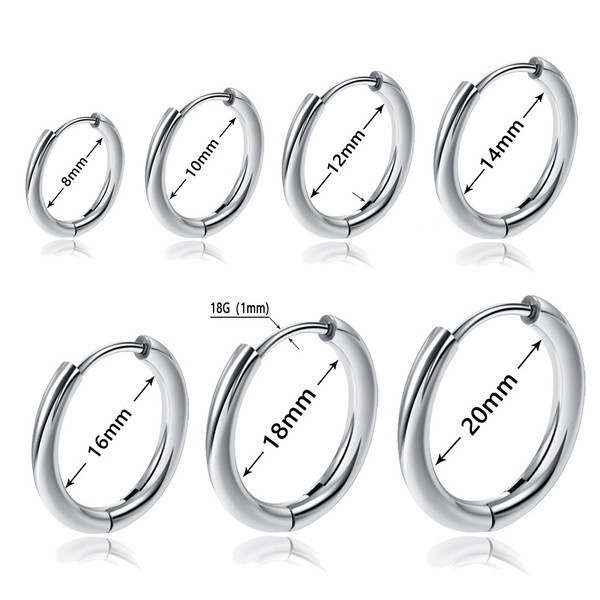 HUGGIES Khuyên Tai Tròn Bằng Thép Không Gỉ Mạ Vàng Thời Trang 8-20mm Dành Cho Nam Và Nữ