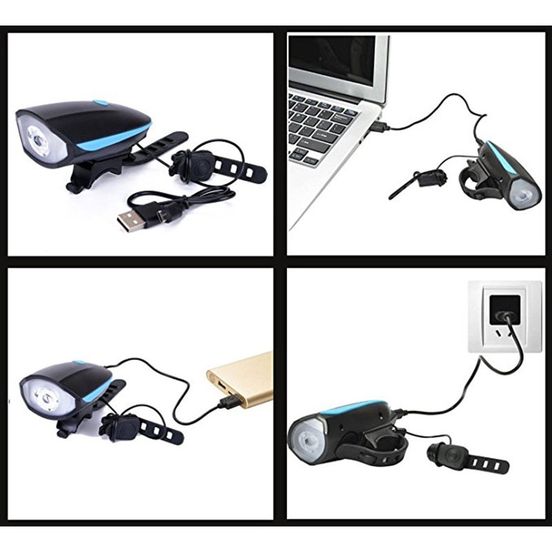 Đèn Led Cảnh Báo 1200mah Gắn Phía Trước Xe Đạp Leo Núi Siêu Sáng Chống Thấm Nước Sạc Usb