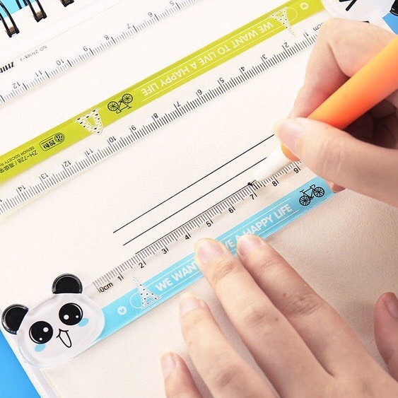 Thước kẻ acrylic trong suốt Hoạt Hình 15cm - Thước Động Vật Gấu trúc/ Mèo con/ Chó con..