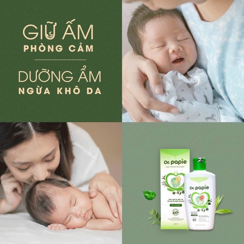 Nước Tắm Dr Papie Chính Hãng 100% Thảo Mộc Quý Tự Nhiên 230ml [babyboo]