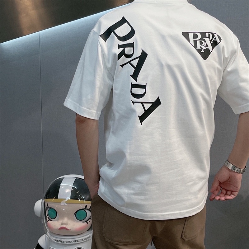 P &amp; ADA Áo Thun Ngắn Tay In Logo Tam Giác Không Đều Thời Trang Đường Phố Cao Cấp Mùa