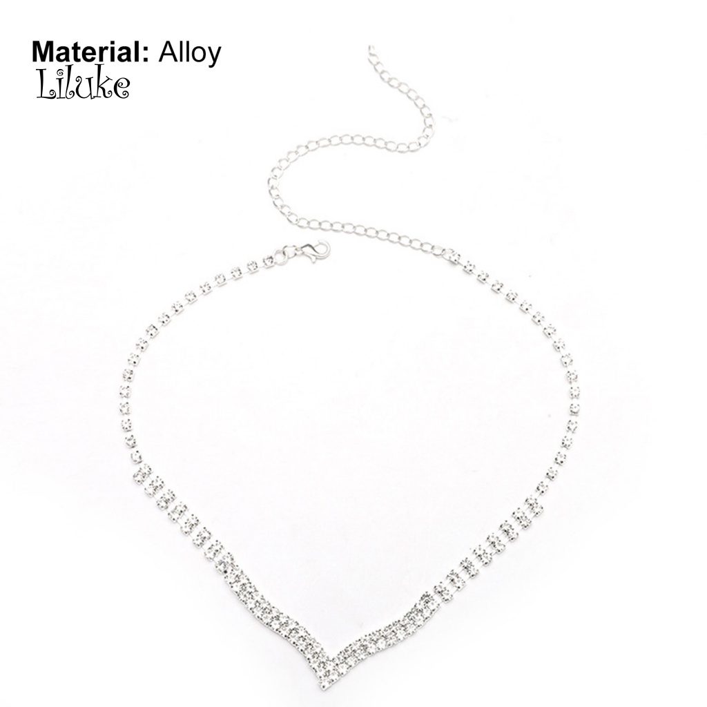 Bộ Vòng cổ + Đôi Khuyên Tai Thiết Kế Sang Trọng Đính Đá Nhân Tạo Thời Trang Cho Nữ