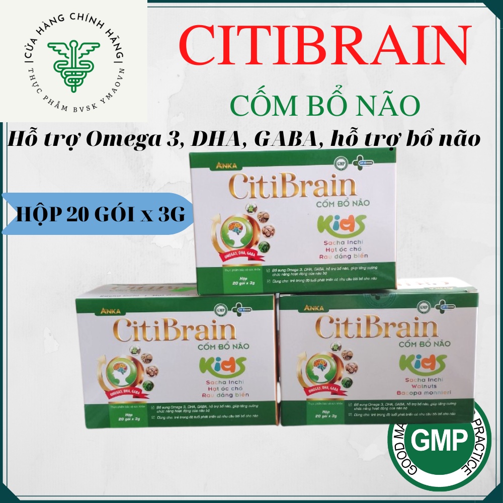 CitiBrain cốm bổ não bổ sung Omega 3, DHA, GABA, giúp tăng cường chức năng hoạt động của não bộ dành cho trẻ hộp 20 gói