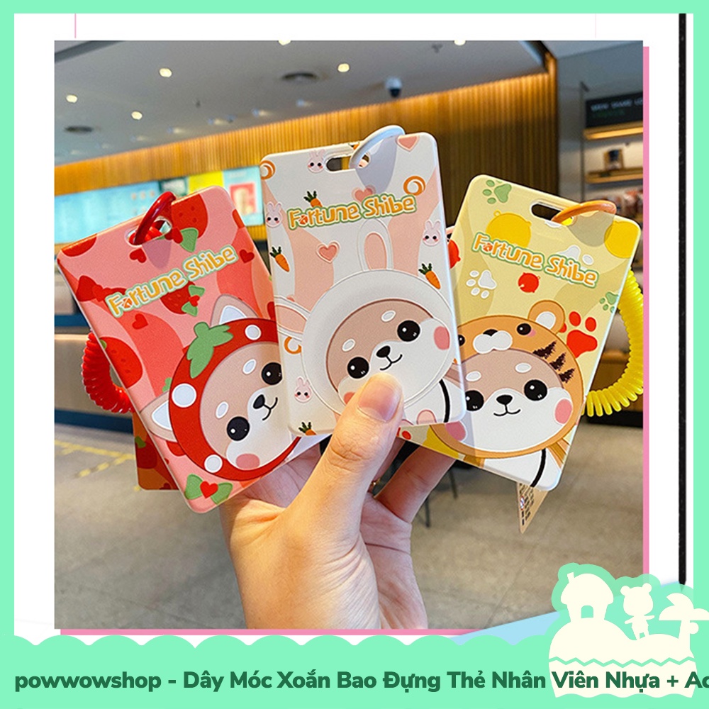 [Sẵn VN - Hỏa Tốc] Dây Móc Khóa Xoắn Lò Xo Bao Đựng Thẻ Nhân Viên Nhựa PC+Acrylic Mẫu Fortune Shibe Shiba Dog