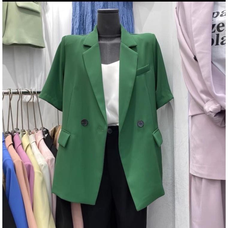 Áo blaze cộc tay - Áo vest nữ thiết kế sang trọng hiện đại màu sắc tươi tắn Free size đủ 3 màu | BigBuy360 - bigbuy360.vn