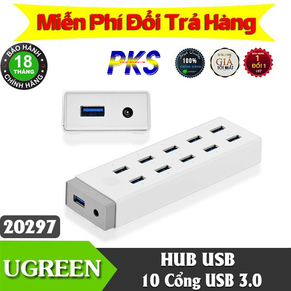 Bộ chia USB 10 cổng tốc độ cao chuẩn 3.0 cao cấp Ugreen 20297