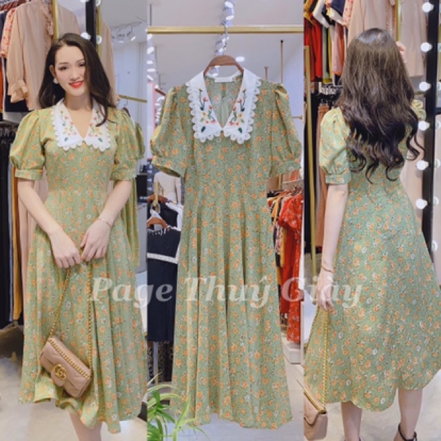 váy hoa cổ thêu hàng thiết kế VHS012108 | BigBuy360 - bigbuy360.vn