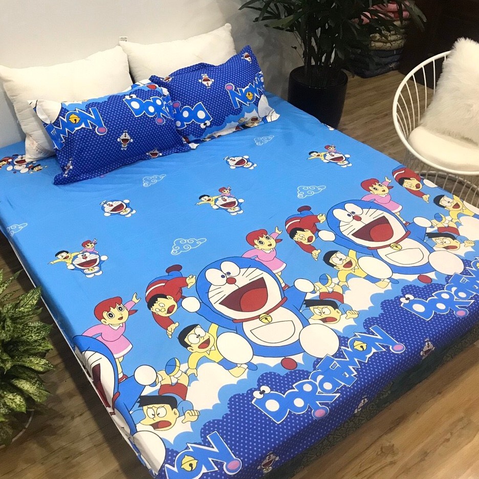 Bộ Ga gối Cotton Poly 3 Món Mẫu Đoremon