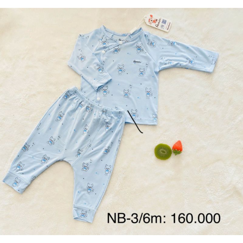 Avaler -   Bộ dài tay cài chéo sợi tre cho bé 3-7kg