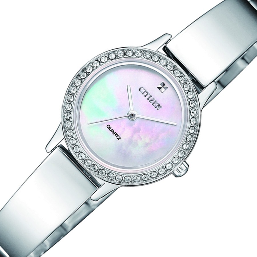 Đồng Hồ Citizen Nữ Đính Đá Swarovski Dây Kim Loại Pin-Quartz EJ6130-51D - Mặt Xà Cừ (