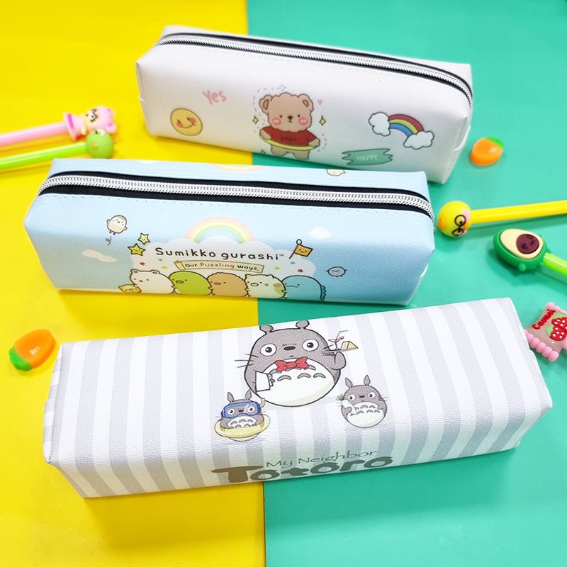 Bóp viết cute 1 ngăn họa tiết các nhân vật hoạt hình, hộp bút da PU giá xưởng - SP003090