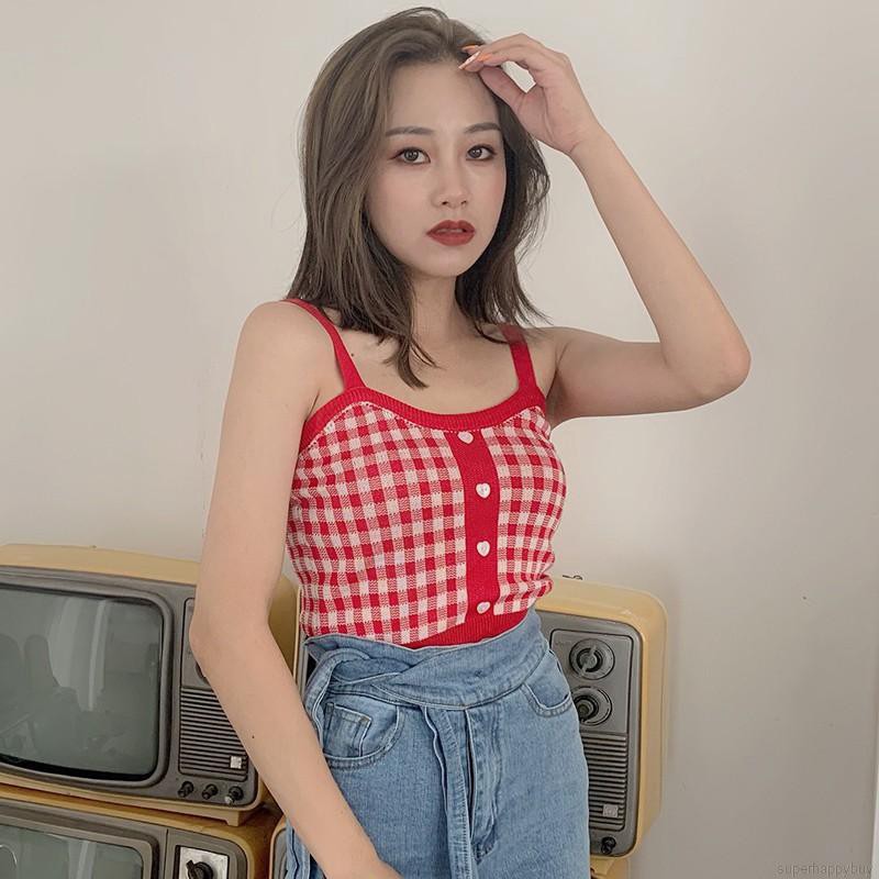 Áo hai dây kẻ ca rô gợi cảm cho nữ