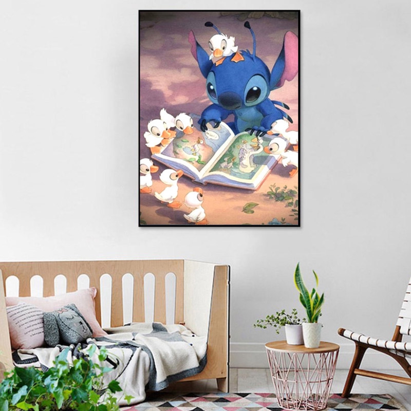 Bộ Tranh Đính Đá 5d Tự Hoàn Thành Hình Nhân Vật Stitch
