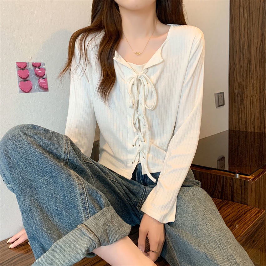 Áo Thun Cổ Vuông Thiết Kế Mới Thời Trang Mùa Thu Dành Cho Nữ