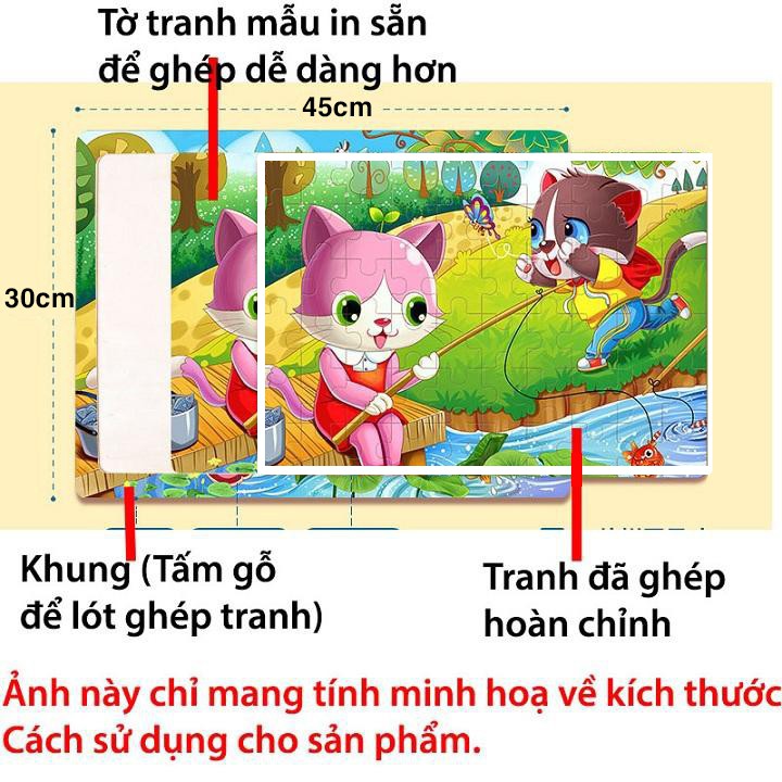 Tranh Ghép Hình 200 Mảnh Khung Bảng Gỗ 20 Chủ Đề Cho Bé