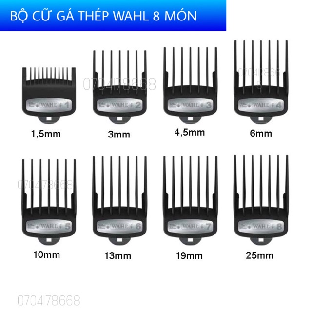 Bộ cữ tông đơ Wahl gá thép 8 món