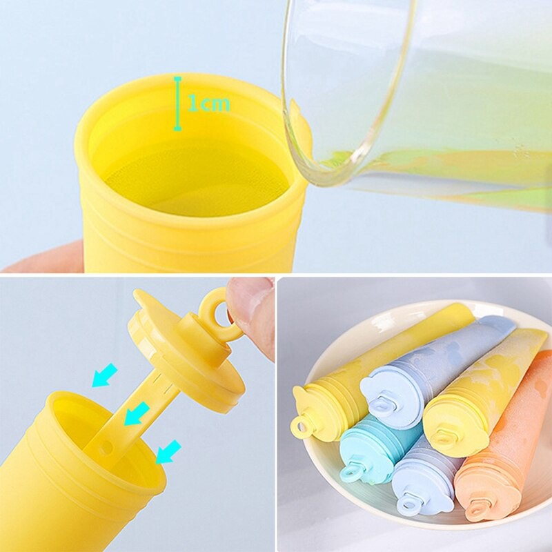 2.6oz Kids Silicone Ice Pop Mold Reusable Ice Cream Mold Popsicle Mold with Lid DIY Ice Cream Tools Dessert Ice Cream Mold