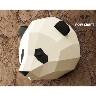 Mô hình giấy decor trang trí tường động vật hình Đầu gấu trúc 3D POLYCRAFT