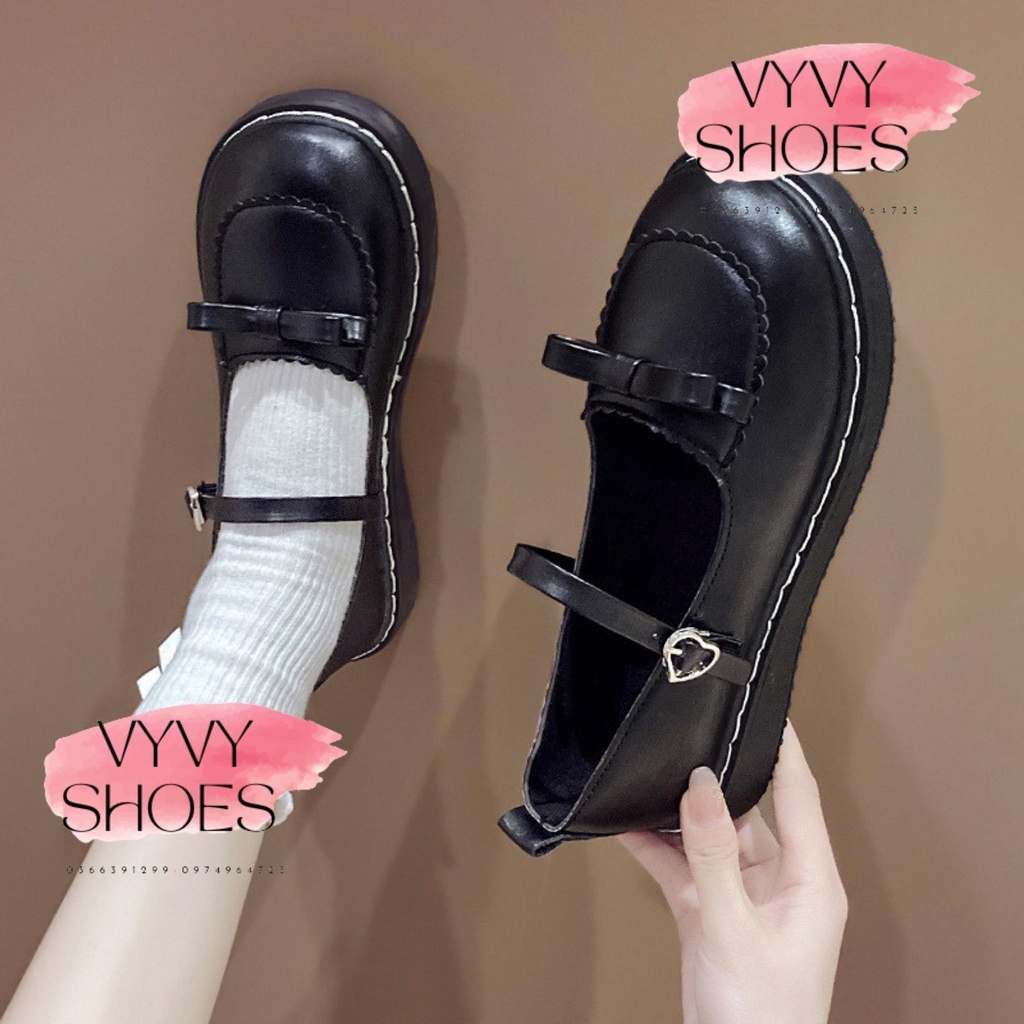 Giày búp bê Lolita 2dây cài ôm chân cao cấp - giày nữ đế bằng da mềm thời trang VYVYSHOES19-X1