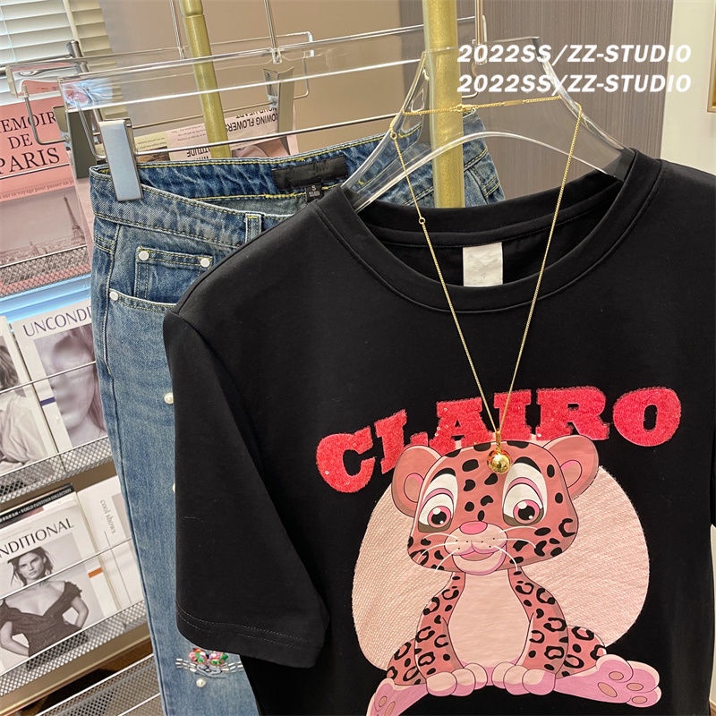 Áo Thun Tay Ngắn Cổ Tròn Dáng Rộng In Họa Tiết Chú Hổ Phong Cách Hàn Quốc Thời Trang Mùa Hè Cho Nữ