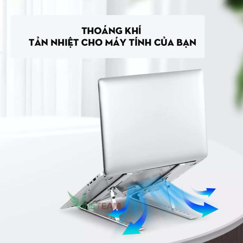 Giá đỡ laptop,macbook hợp kim nhôm nhuyên khối chỉnh 7 cấp tiện lợi,hổ trợ tản nhiệt,giá đỡ máy tính xếp gọn mang theo