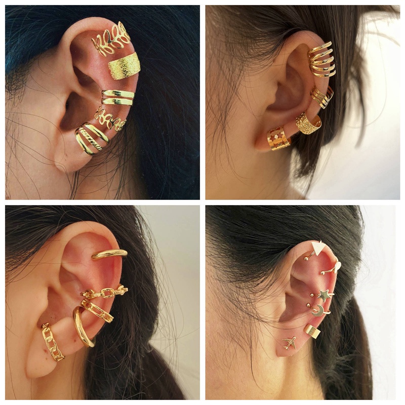 Bộ khuyên kẹp vành tai không cần xỏ lỗ giả cho nam và nữ