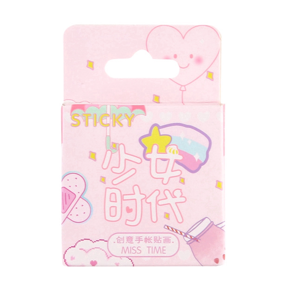 Bộ 46 miếng dán màu hồng xinh xắn trang trí sổ nhật ký