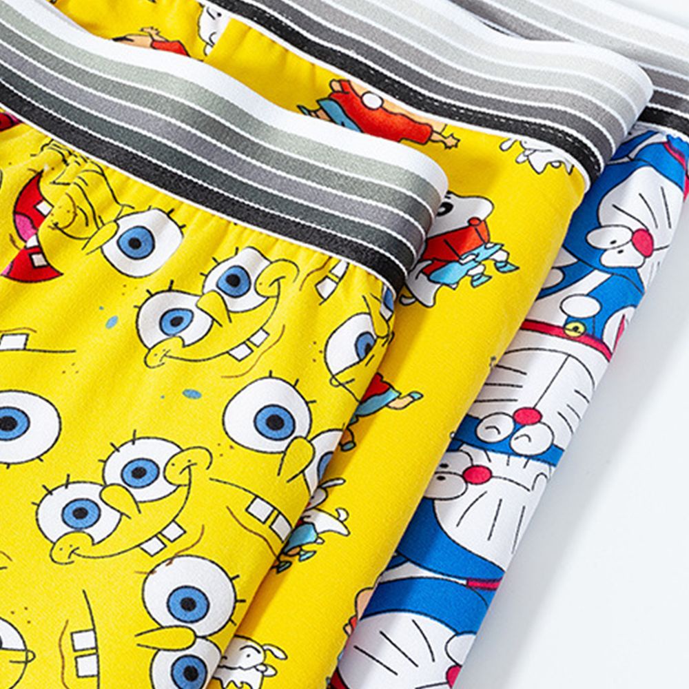 Quần lót boxer không đường may in hình Pikachu Doraemon SpongeBob thời trang dành cho nam