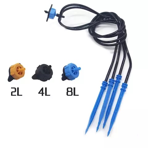 Bộ Tưới Nhỏ Giọt Có Bù Áp, Lưu Lượng 8 lít/giờ (Bộ 4 Que Cắm) -Siêu Tiết Kiệm Nước, Tưới Dưa Lưới, cây trồng bồn..