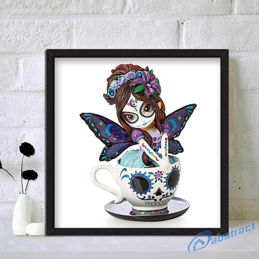 Not Full Embroidery DIY Big Eyes Doll in Teacup Printed Cross Stitch Crafts