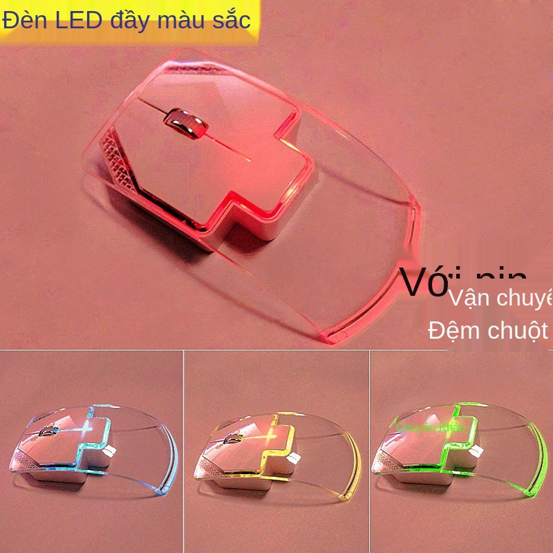 ▧♕∏chuột không dây có dây câm chuột trong suốt đầy màu sắc ánh sáng thở nam và nữ dễ thương máy tính để bàn phổ thông