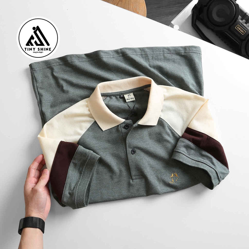 Áo Polo Cotton Trơn Tay Ngắn Không Họa Tiết Nam Tính Mạnh Mẽ (TinyShine)