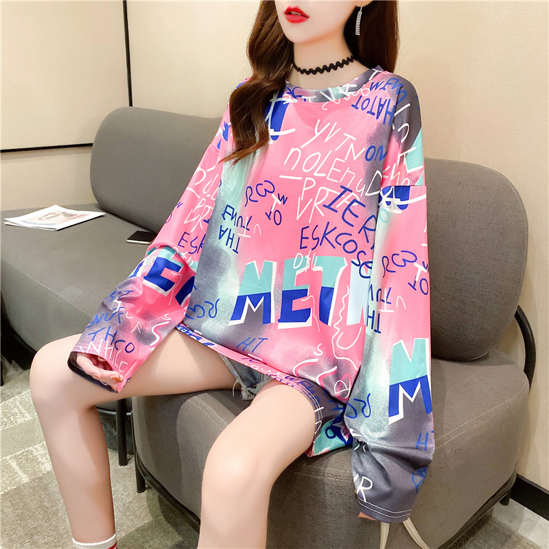 2020 spring and autumn new color letter loose long sleeve t-shirt Women Clothes Tops and Blouse