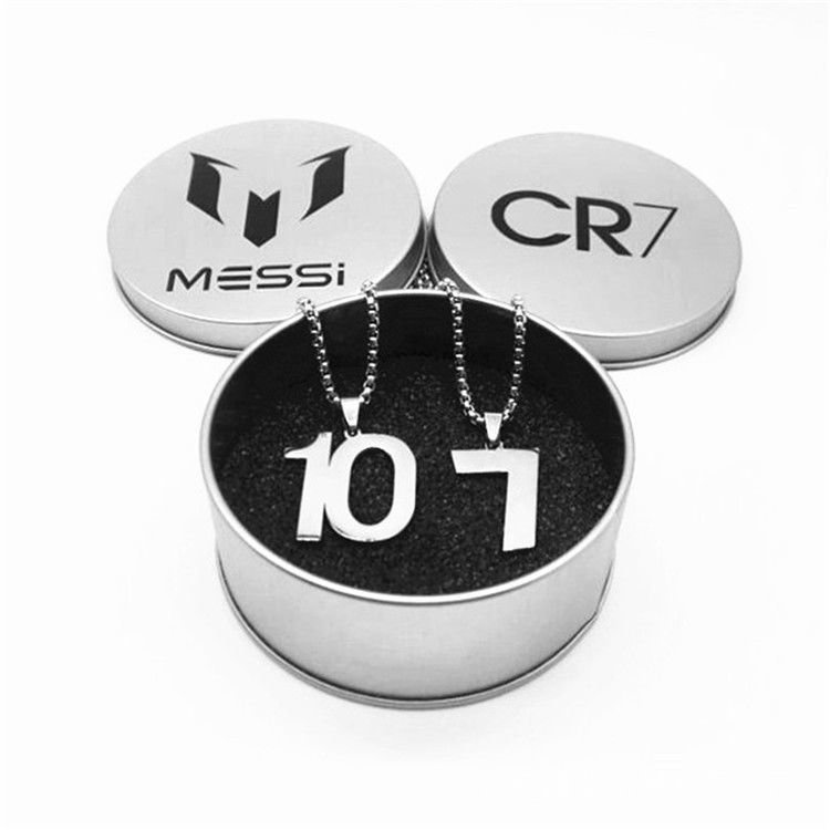 Mặt dây chuyền số Jersey 0-9 Số may mắn Vòng cổ Quà tặng đóng hộp Ngôi sao bóng đá số. Mặt dây chuyề