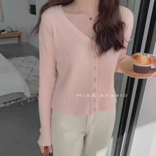 Áo len cúc dọc dài tay cổ V Ulzzang 6 màu cực xinh