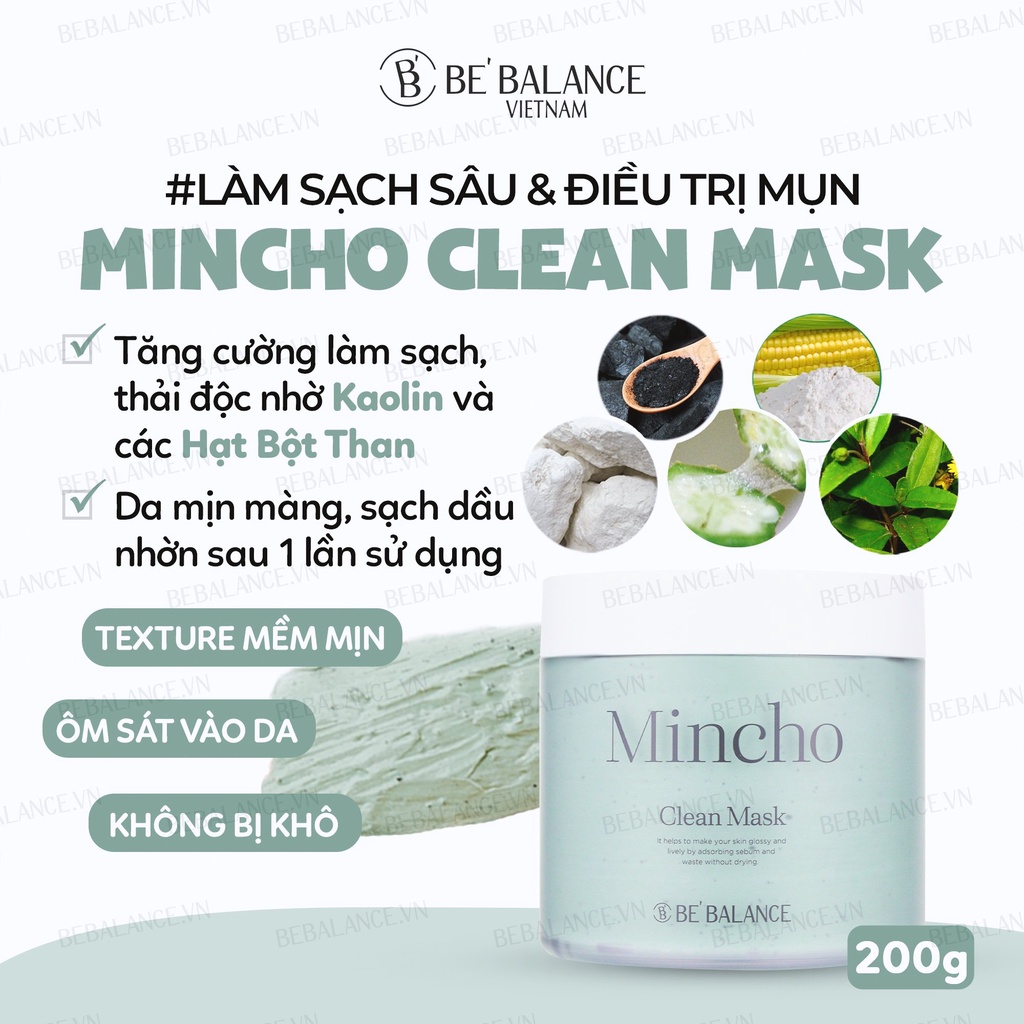 Mặt nạ Đất sét làm Sạch Chuyên Sâu, Ngừa Mụn Be'Balance Mincho Clean Mask (200g)