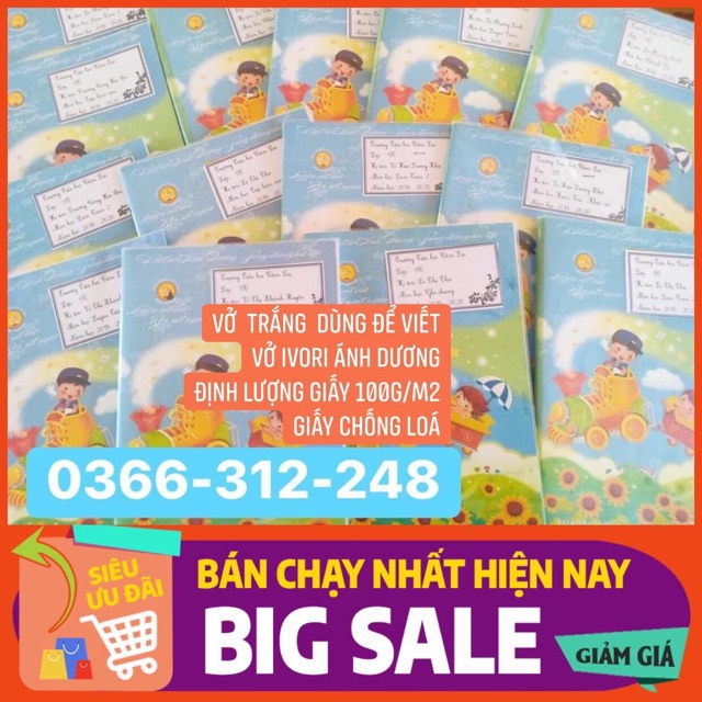 Vở Ô ly Dùng Để Viết - IVORI ÁNH DƯƠNG định lượng giấy 100g/m2, giấy chống loá