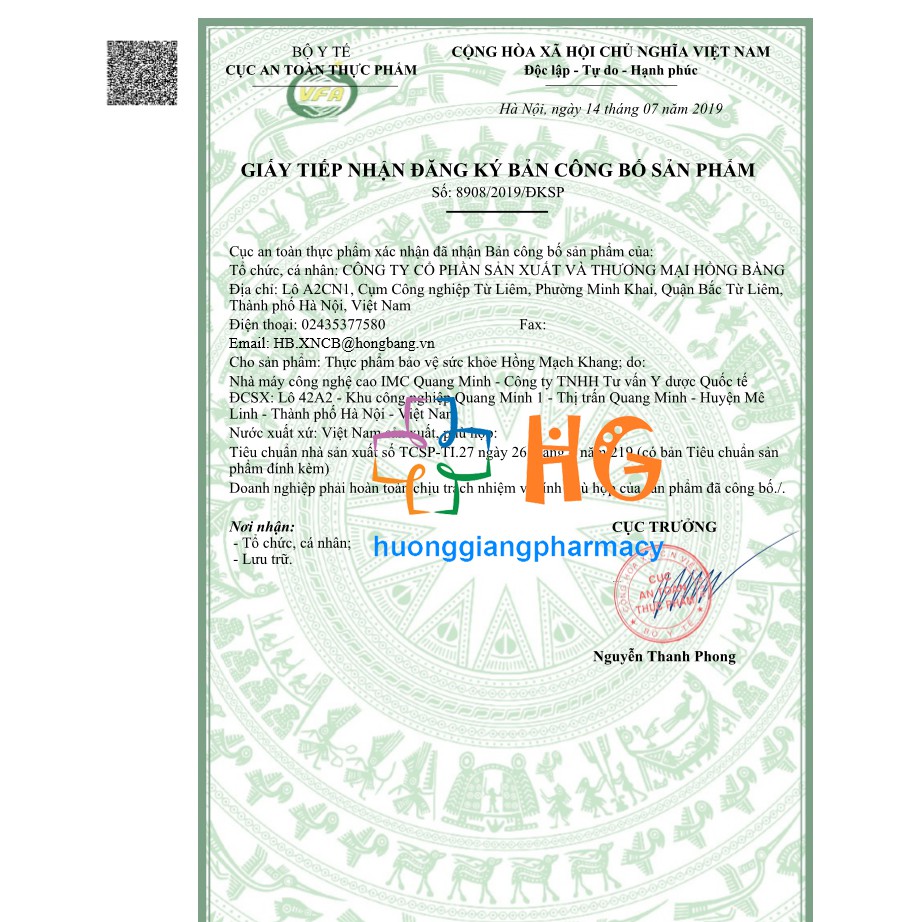 Hồng Mạch Khang - Hỗ trợ bổ máu, tăng tuần hoàn não (Hộp 30 viên)