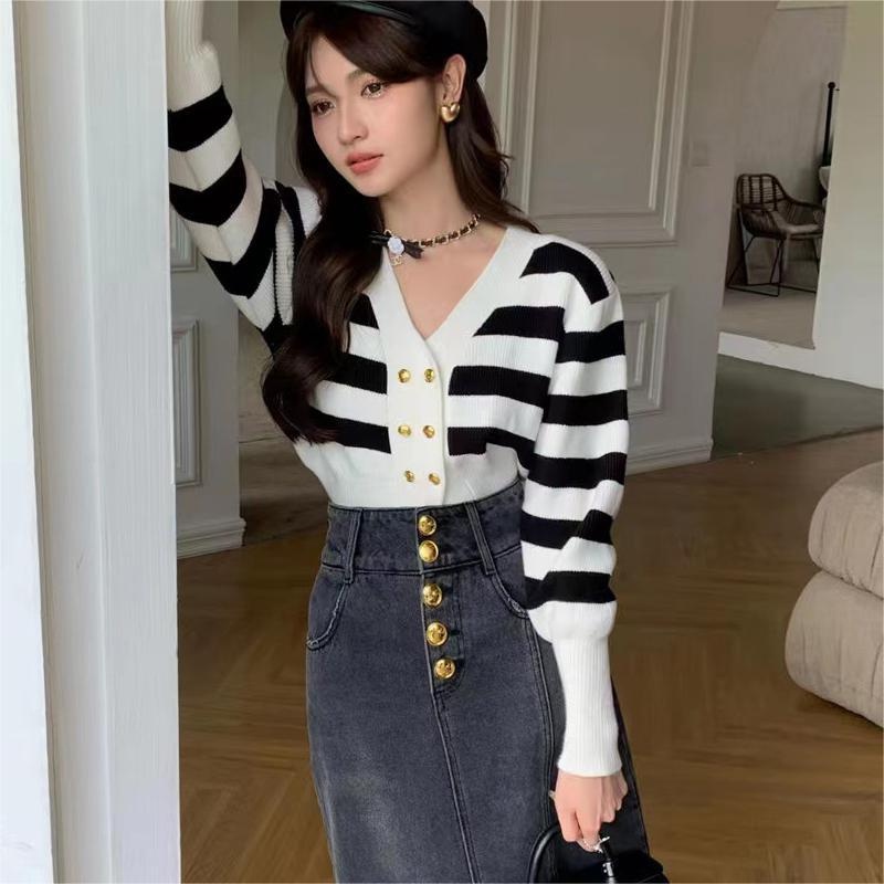 NRVP Áo Sweater Dệt Kim Dài Tay Thiết Kế Mới Thời Trang Theo Phong Cách Hàn Quốc Cho Nữ