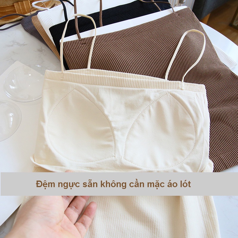 Áo hai dây nữ quây ngực có mút ngực chất len tăm cao cấp thoáng khi dáng croptop dài AIRY AL045