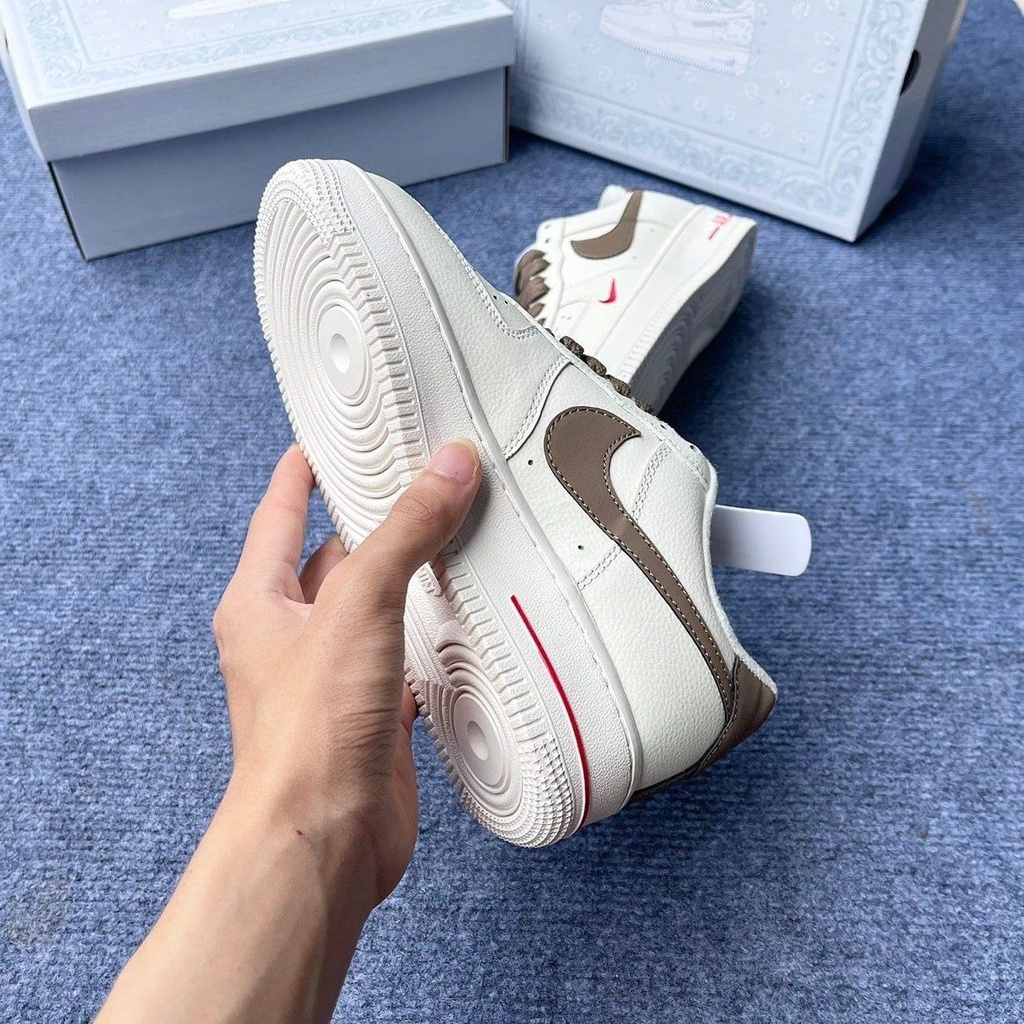 Giày AF1 vệt nâu bản trung SC, Sneaker Air Force 1 Bản xịn, full bill + box bảo vệ