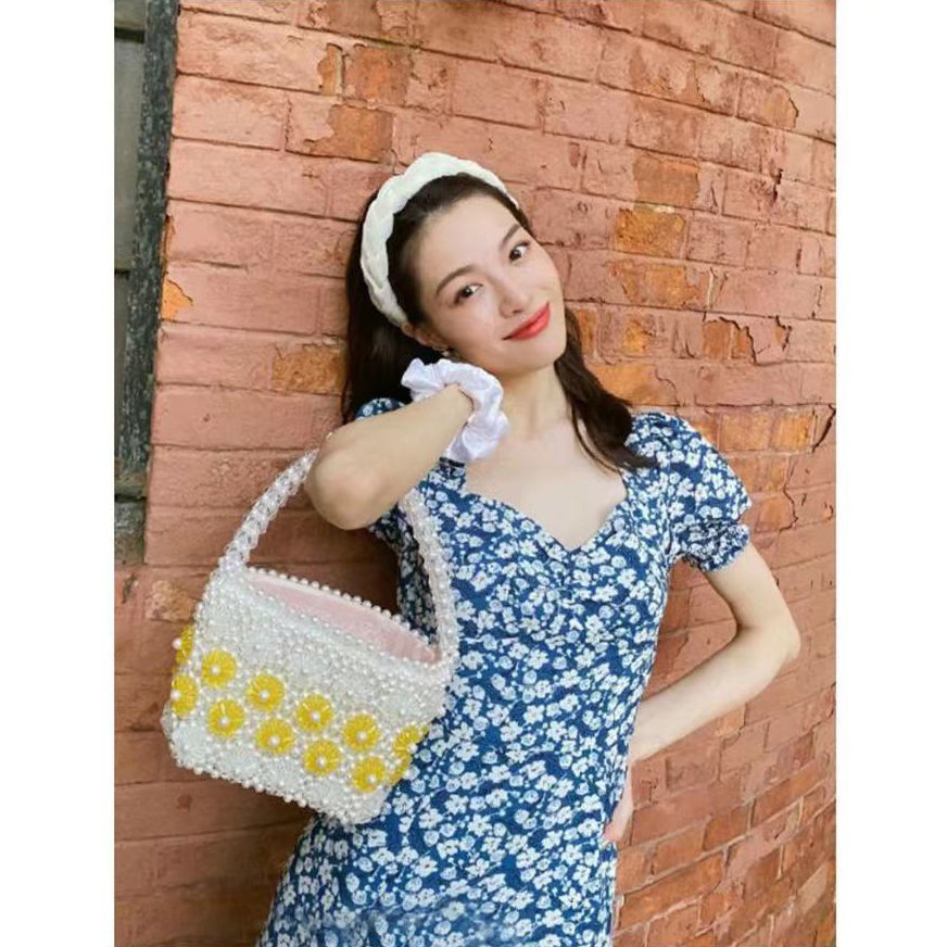 Đầm Voan Cổ Vuông In Họa Tiết Hoa Thanh Lịch Xinh Xắn Cho Nữ