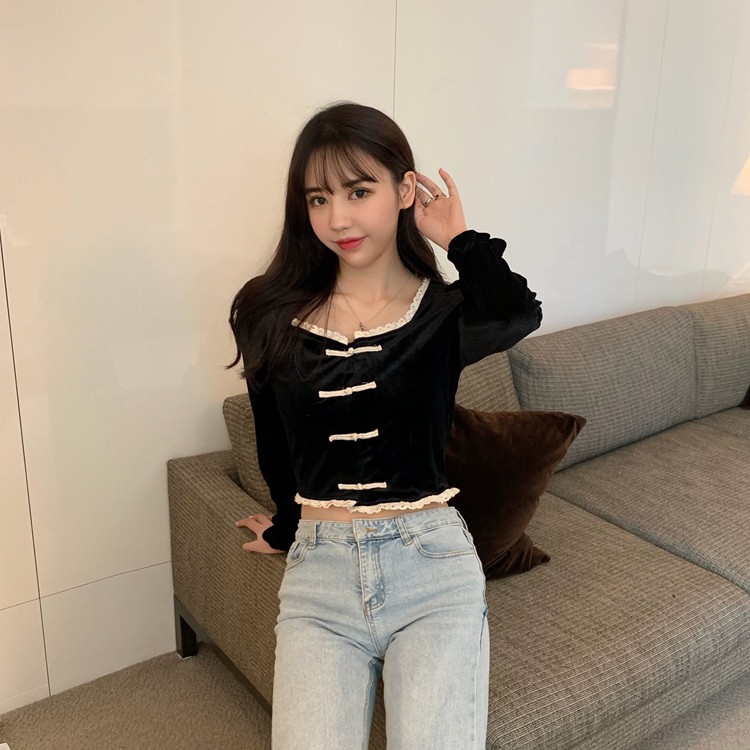 Áo Nữ Tay Dài Phối Ren Phong Cách Hàn Quốc | BigBuy360 - bigbuy360.vn