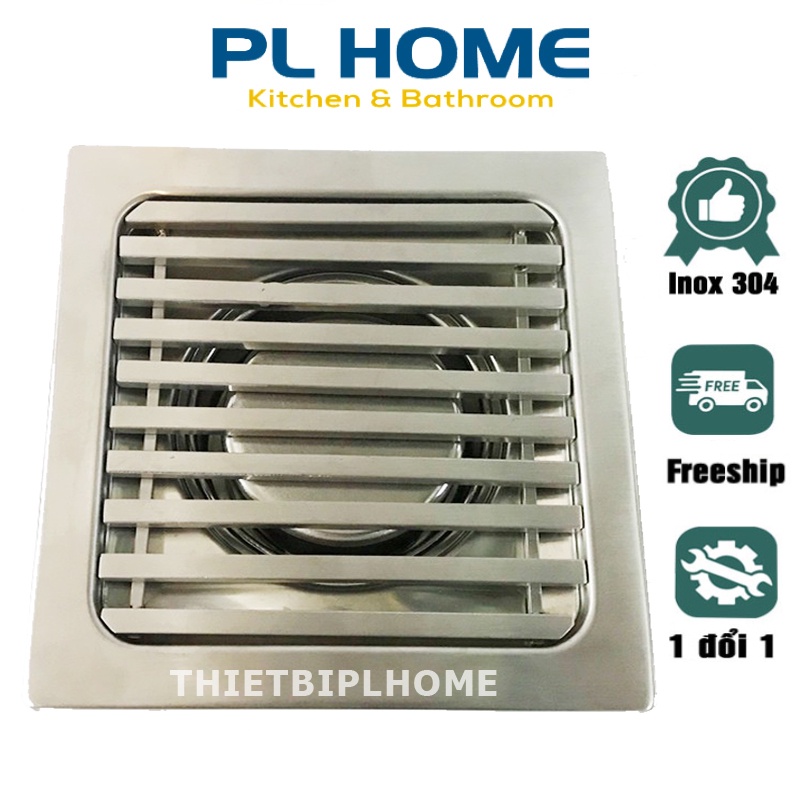 Phễu thoát sàn nước Inox 304 mặt đường kẻ, thoát nước nhanh, chống hôi
