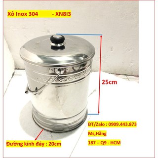 (HCM) - Xô cỡ nhỏ Inox cao cấp sus 304 Có Nắp - Mã: XN7I3 - tr3 -