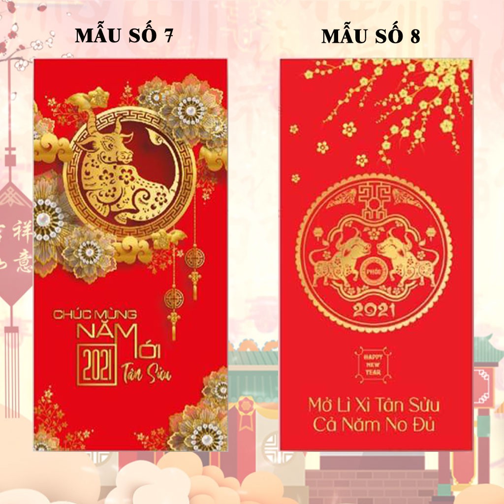 [COMBO 100] Bao lì xì Tết 2021 Tân Sữu - Giấy tốt- Nhiều mẫu đẹp thịnh hành