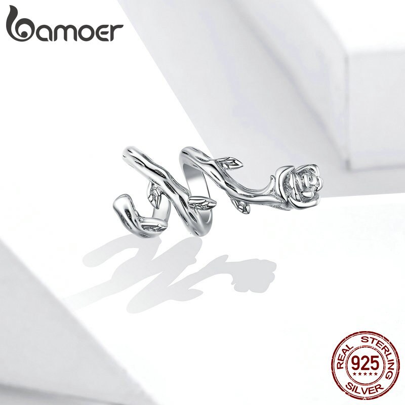 Hạt Charm Bamoer BSC310 Hình Dây Hoa Hồng Bằng Bạc Sterling 925 Thật Bạch Kim Cao Cấp Cho Trang Sức Vòng Tay Tự Làm