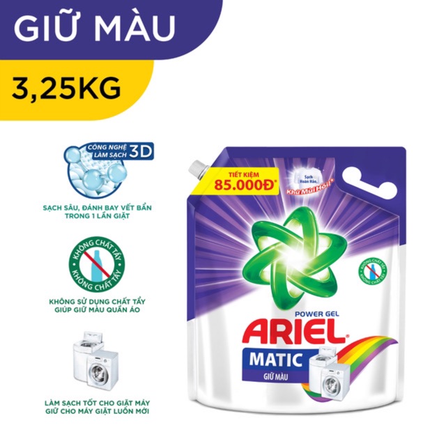 Nước Giặt Ariel Sạch Nhanh Túi 3.2kg và 3.5kg